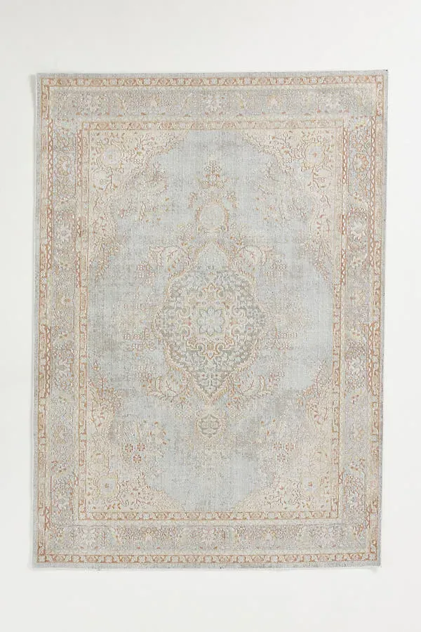 Woven Isabella Runner Rug - Blue, Polyester by Anthropologie