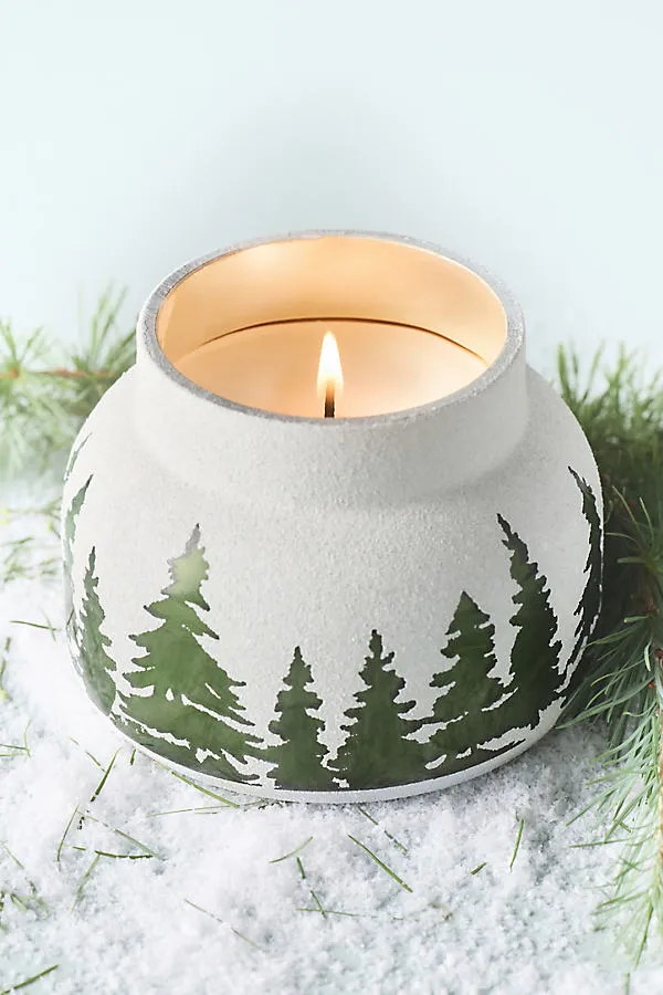 Capri Blue Fir & Firewood Etched Glass Jar Candle - Green by Anthropologie, alternate view