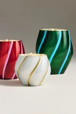 Capri Blue Swirl Glass Decorator Candle - Red by Anthropologie, alternate view