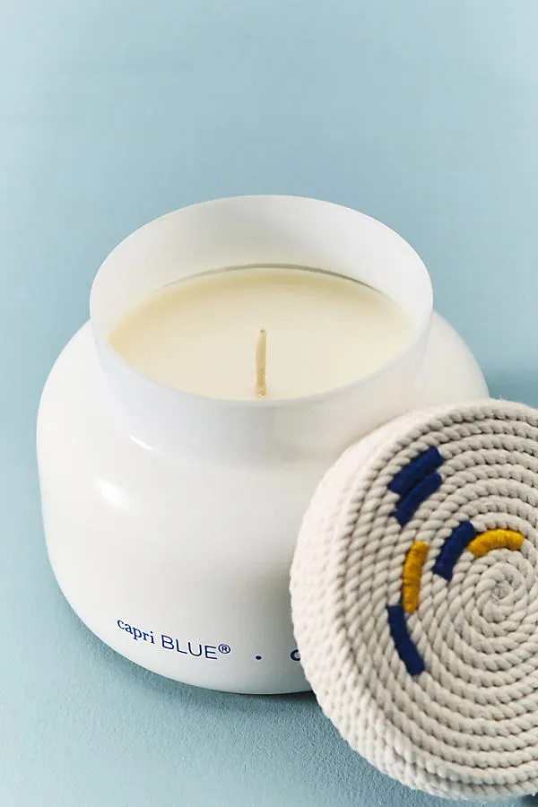 Coastal Fresh Nautical Rope Glass Candle - White, Cotton product