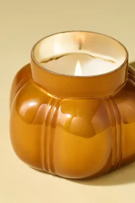 Spiced Amber Glass Jar Candle - Yellow, Cotton product