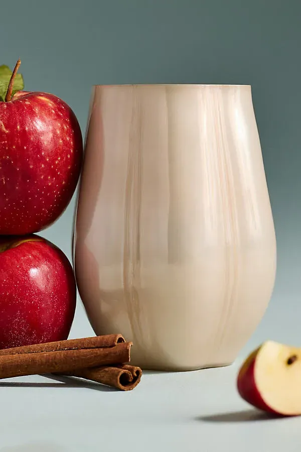 Spiced Cider Glass Decorator Candle - White by Anthropologie