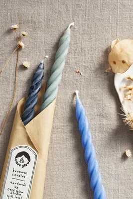 Cave Glow Studio Twisty Taper Candles Set of 3 - Blue, Beeswax product
