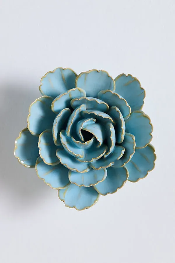 Ceramic Flower Gallery Wall Charm - Teal by Anthropologie