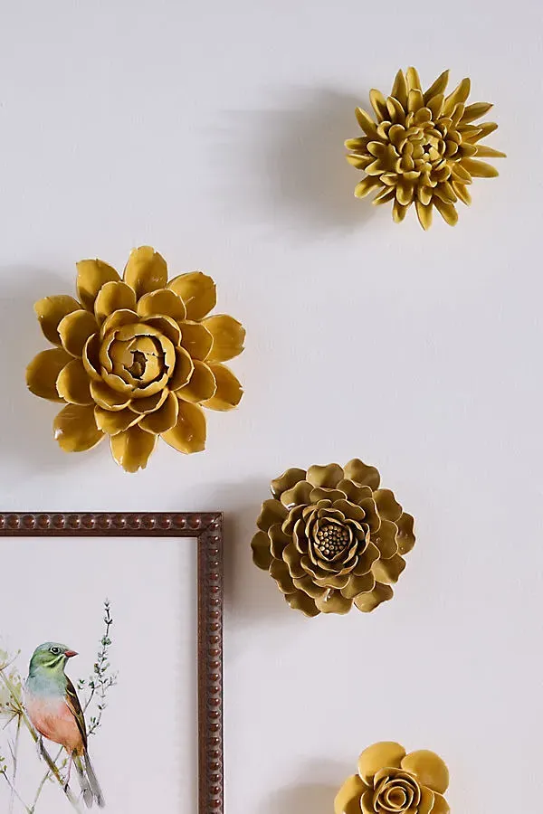 Ceramic Flower Gallery Wall Charm - Yellow by Anthropologie