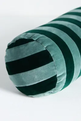 Stripe Bolster Cushion Pillow - Blue, Cotton Velvet by Anthropologie, image 2