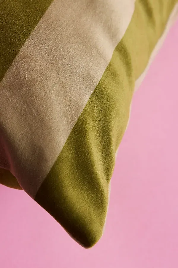 Anthropologie Stripe Square Cushion - Green, Polyester product