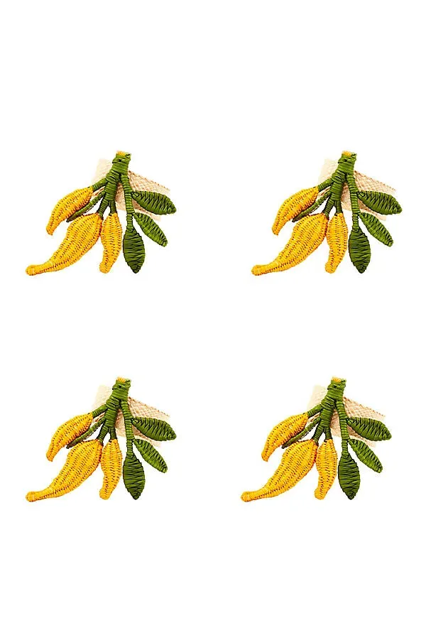 Chili Pepper Napkin Rings Set of 4 - Yellow, Natural Fiber product