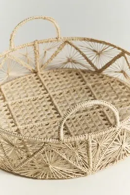 Coro Cora Large Round Tray - Beige, Palm Fiber product