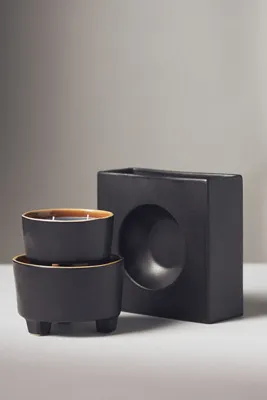 Costa Nova Riviera Footed Bowl Candle - Black, Cotton product