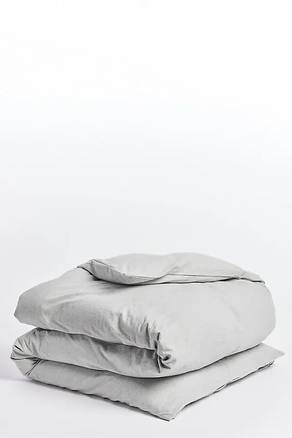 Cloud Brushed Organic Flannel Duvet Cover - Grey, Cotton product