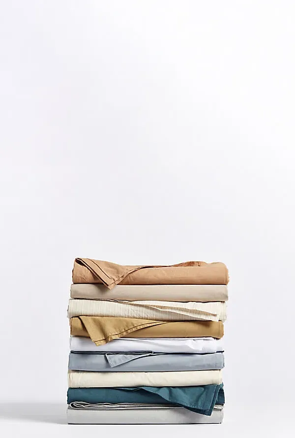 Organic Crinkled Percale Duvet Cover - White, Cotton product