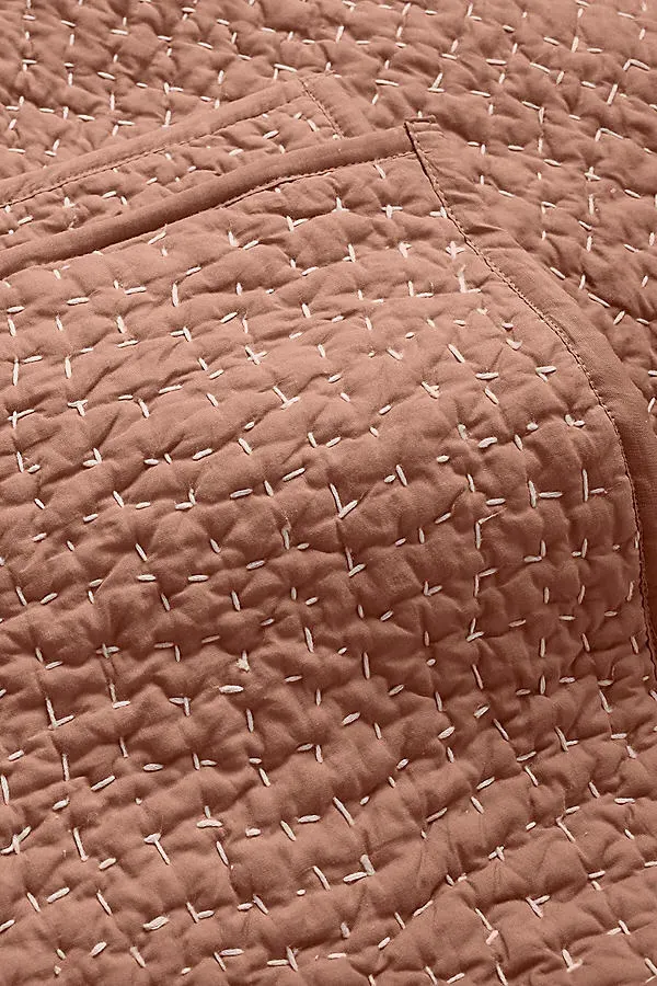 Pebbled Handstitched Organic Quilt - Red, Cotton product
