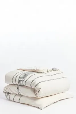Rippled Stripe Queen Size Duvet Cover - Black, Organic Cotton product
