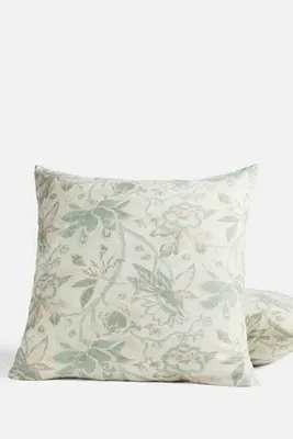 Sea Bloom Print Euro Sham - Green, Cotton/Linen by Anthropologie, alternate view