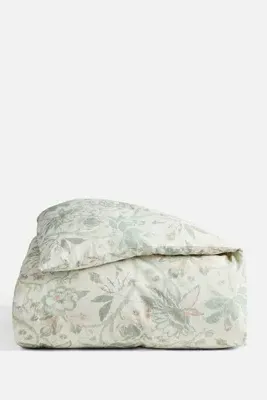 Sea Bloom Queen Size Duvet Cover - Green, Cotton/Linen by Anthropologie, image 2