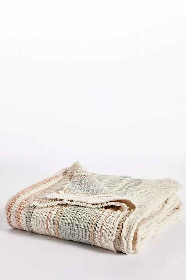 Topanga Matelasse Throw Blanket - Beige, Cotton/Linen product