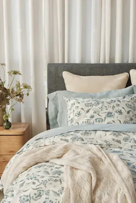 Viola Organic Print King Sham - Blue, Cotton by Anthropologie, alternate view