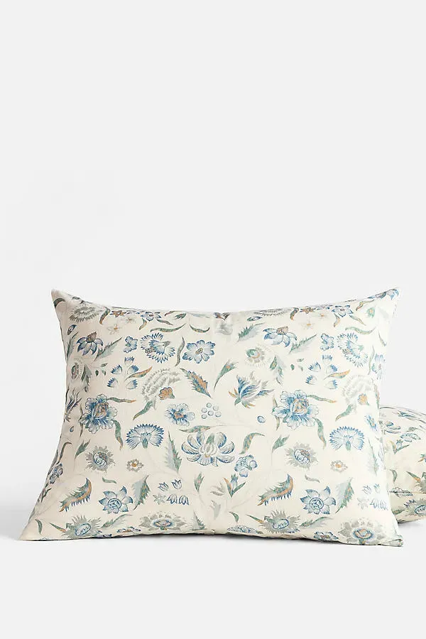 Viola Organic Print King Sham - Blue, Cotton by Anthropologie