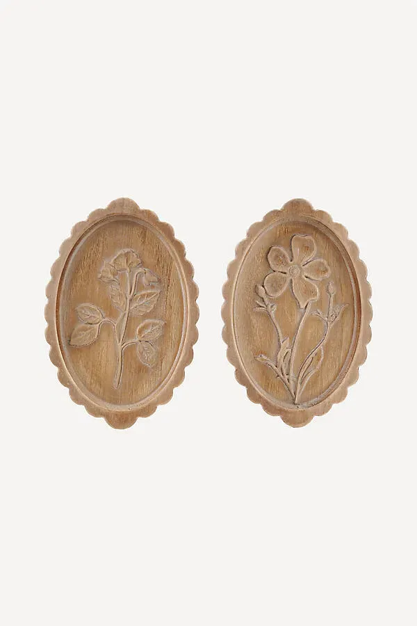 Scalloped Floral Wood Gallery Wall Charm - Beige product