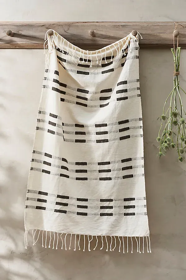 Soho Hand Towel with Hand-Tied Tassels - Grey, Cotton by Anthropologie