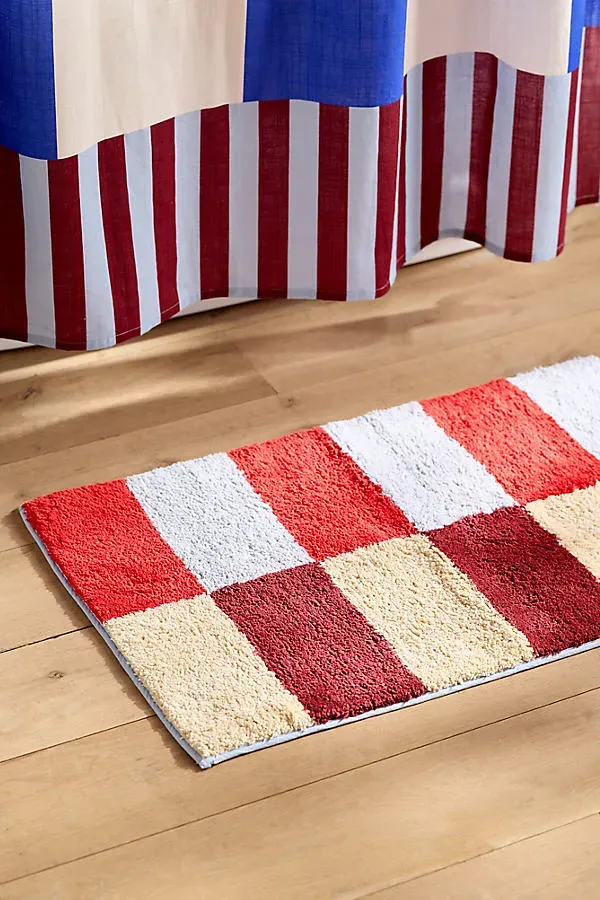 Cotton Woven Striped Bath Mat by Anthropologie