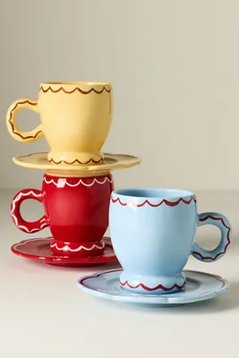 Damson Madder Espresso Cup & Saucer - Yellow, Stoneware product