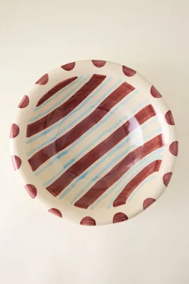 Damson Madder Handpainted Stripe Spot Serving Bowl product