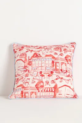 Damson Madder Printed Cushion - Red, Cotton product