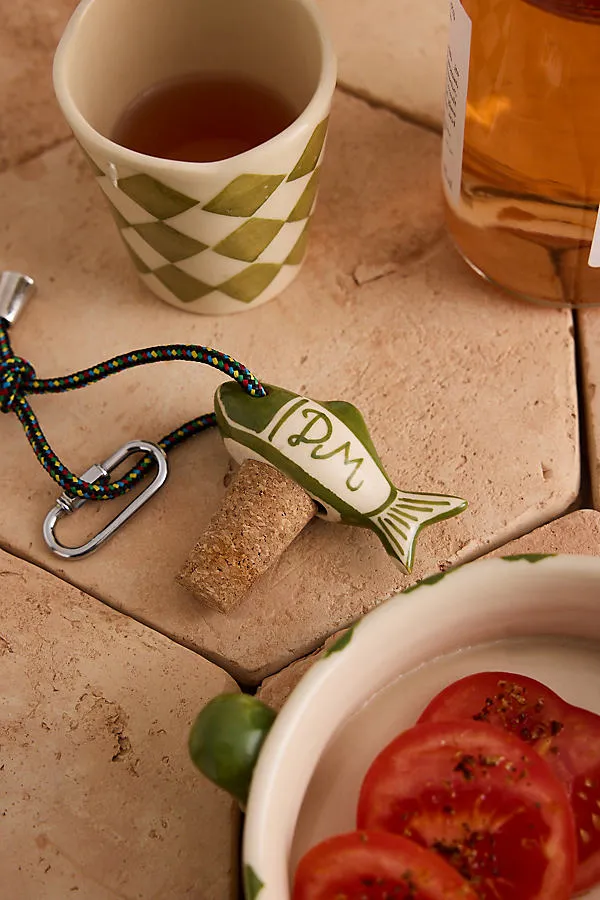 Handpainted Ceramic Fish Bottle Stopper - Green product