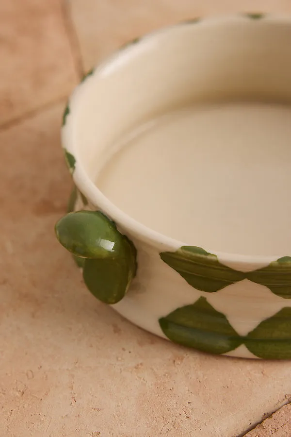 Handpainted Check Snack Bowl with Curved Handle product