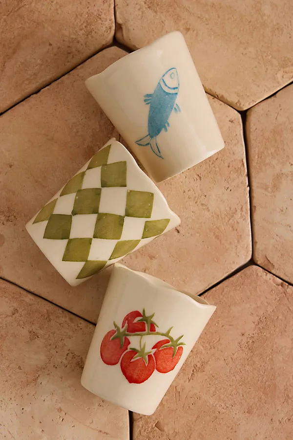 Handpainted Novelty Ceramic Cups, Set of 3 product