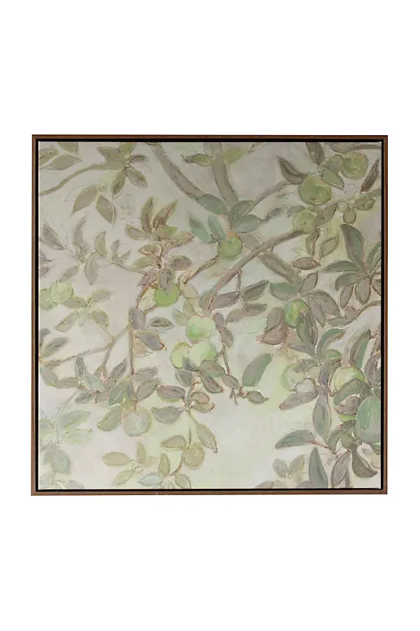 Apple Branch Wall Art - Green, Cotton Canvas by Anthropologie