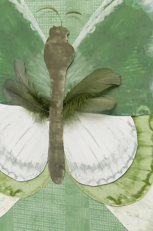 Dimensional Butterfly with Feathers Wall Art - Paper, Wood by Anthropologie, alternate view
