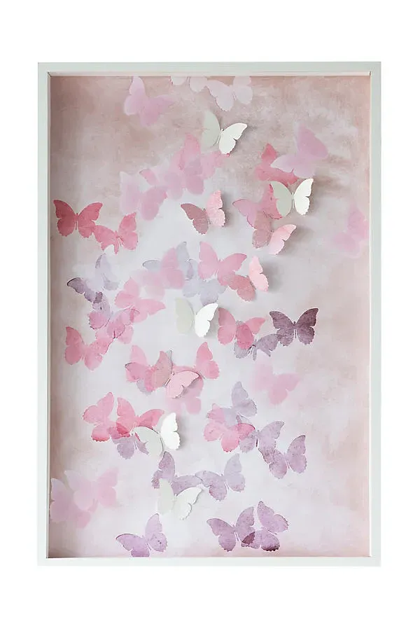 Summer Dimensional Butterflies Wall Art - Paper, Poplar Wood by Anthropologie