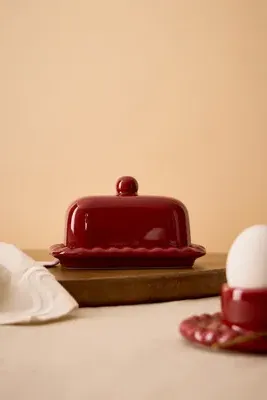 Dakota Earthenware Butter Dish - Red alternate view