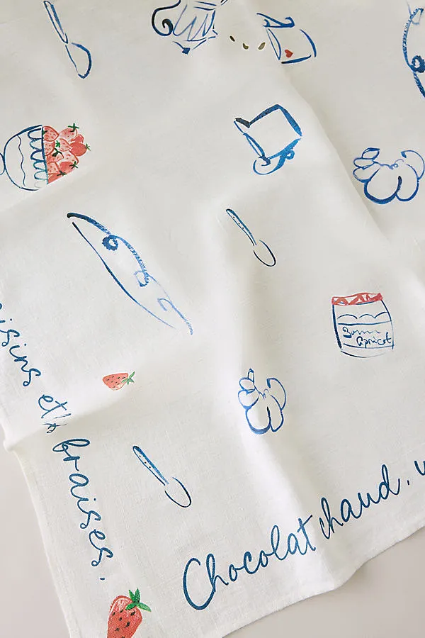 Illustrated Tablecloth - Blue, Stonewashed Linen product