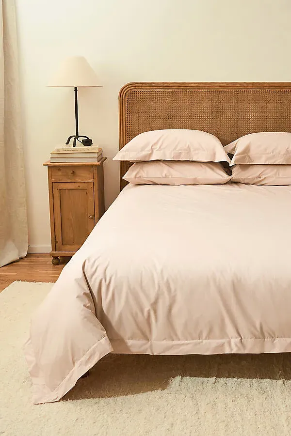 Edged Duvet Cover - Dusky Pink, Organic Cotton Percale product