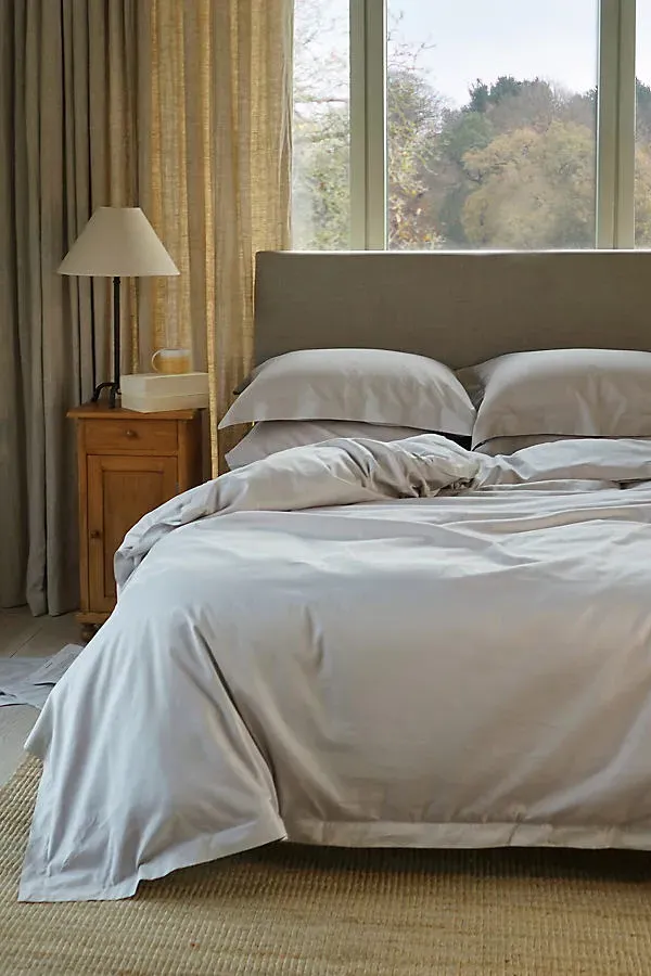 Edged Organic Cotton Sateen Duvet Cover - Dove Grey product