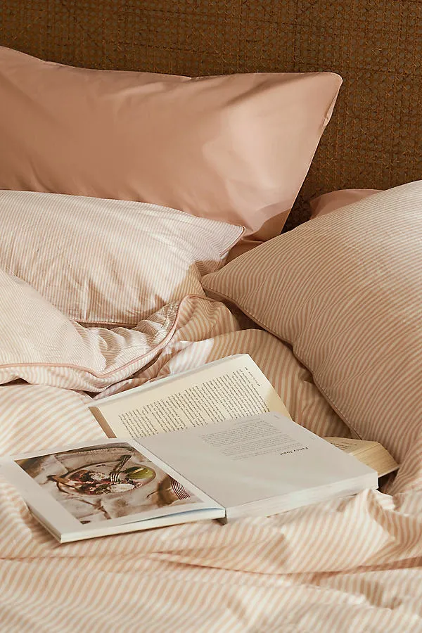 Reversible Clay Stripe Double Duvet Cover - Organic Cotton product