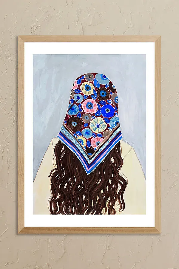 Bandana Girl A3 Framed Wall Art - Blue, Oak product