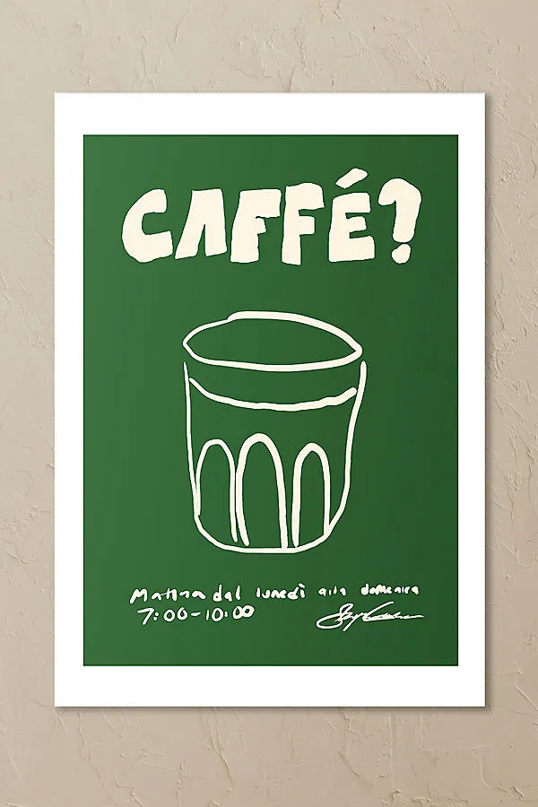 Caffe by Stephie Cardona Wall Art Print - Green, Archival Paper product