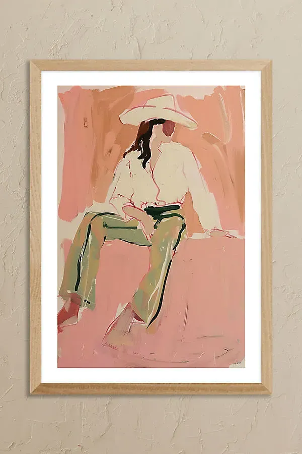 Cowgirl A3 Framed Wall Art - Pink product