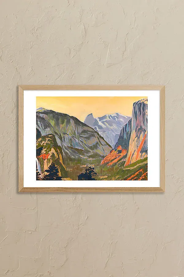 Golden Mountain Pass A3 Framed Wall Art - Obeche Wood product