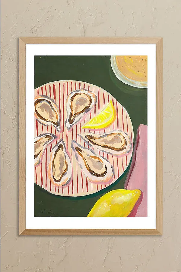 Half a Dozen Oysters A3 Framed Wall Art - Green product