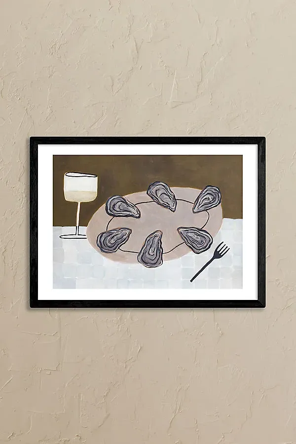 Half a Dozen Oysters Please A3 Framed Wall Art - Brown, Acrylic product