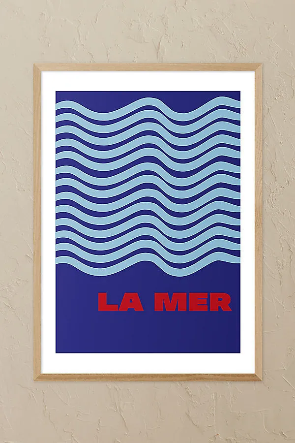 La Mer A3 Oak Framed Wall Art Print - Green product