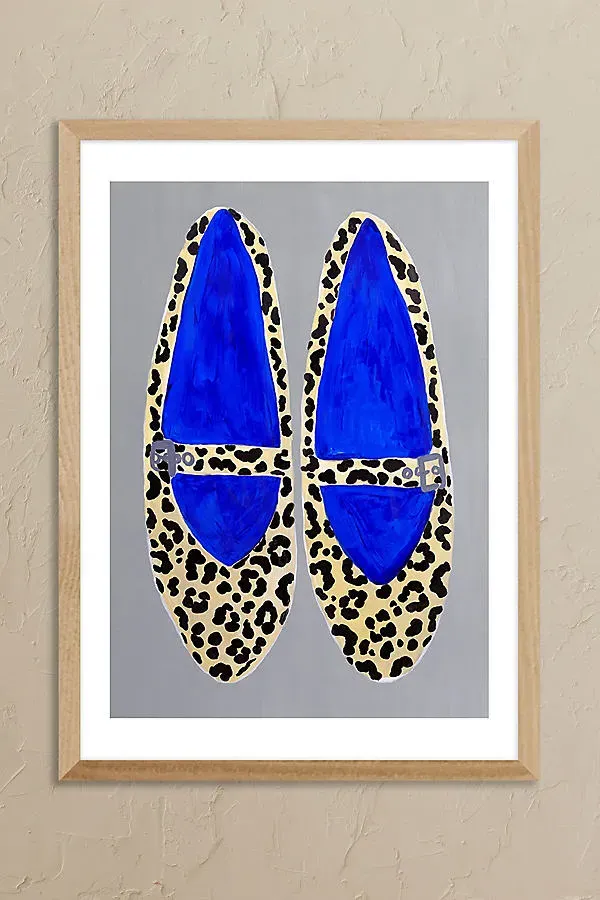 Leopard Shoes A3 Framed Wall Art - Blue product