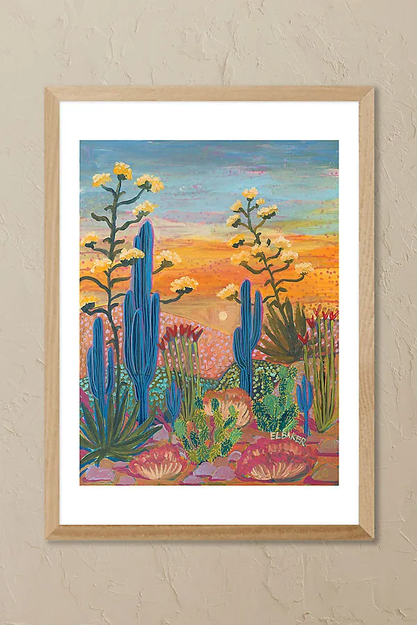 Saguaro Cactus A3 Framed Wall Art - Obeche Wood product