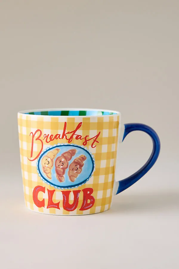 Breakfast Club Mug - Gingham Print by Anthropologie